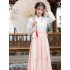 Hanfu Female Costumes Adult Student Ming Made Chinese Improved Waist length Sarong Daily Collar Suit Powder Fashion
