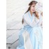 Hanfu Female Costumes Adult Student Ming Made Chinese Improved Waist length Sarong Daily Collar Suit Powder Fashion