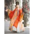Hanfu Women Han Suit Folk Dance One Piece Tang Printed Skirt Summer Embroidered Large Sleeved Shirt Cosplay Orange Red Suit