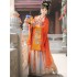 Hanfu Women Han Suit Folk Dance One Piece Tang Printed Skirt Summer Embroidered Large Sleeved Shirt Cosplay Orange Red Suit