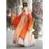 Hanfu Women Han Suit Folk Dance One Piece Tang Printed Skirt Summer Embroidered Large Sleeved Shirt Cosplay Orange Red Suit