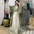 3PCS Set Chinese Fashion Hanfu Dresses Tea Green Flowing Dresses Chinese Ancient Women Embroidery Dresses Costumes For Shooting Graduat