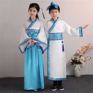 Chinese Traditional Clothing Children Crane Embroidery Han Dynasty Girls Dresses Boys Tops Skirts Pants Hanfu