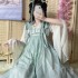 Chinese Retro Film Television Drama Hanfu Women Daily Fairy Chest Skirt Print Suit Breast high Gradient Dresses
