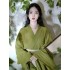 CozyForms Wei Jin Dynasty Hanfu Dresses for Women Ancient Chinese Green Wide Sleeves Flowing Fairy Skirt Spring Autumn Daily