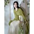 CozyForms Wei Jin Dynasty Hanfu Dresses for Women Ancient Chinese Green Wide Sleeves Flowing Fairy Skirt Spring Autumn Daily