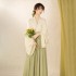 CozyForms Wei Jin Dynasty Modernized Hanfu Dresses Women Green Wide Sleeves Flowing Fairy Skirt Spring Autumn Daily Style