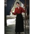 CozyForms Red Chinese Modern Hanfu Dresses for Women Ma Mian Skirt Show Thin Daily Clothes