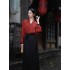 CozyForms Red Chinese Modern Hanfu Dresses for Women Ma Mian Skirt Show Thin Daily Clothes