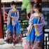Chinese Traditional Hanfu Dresses for Women Tang Dynasty Spring Exquisite Printing Blue Red Princess Dancing Costumes Full Sets