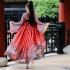 Chinese Traditional Hanfu Dresses for Women Tang Dynasty Spring Exquisite Printing Blue Red Princess Dancing Costumes Full Sets