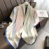 Korean simple spring thin imitation silk matching color striped scarf shawl female