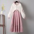 Chinese Traditional Hanfu 2pcs Set Women Dresses Robe Dance Set Fairy Ancient Costumes Clothing Girls Plain Han Dynasty