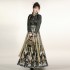 Improved Ming Dynasty Hanfu Long Horse face Skirt Long sleeved Stand Collar Chinese Pleated Suits