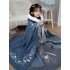 Women Hanfu Cloak Winter Warm Blue Coat Chinese Thick Overcoat Hooded Ancient Traditional Cosplay Ladies Clothing