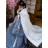 Women Hanfu Cloak Winter Warm Blue Coat Chinese Thick Overcoat Hooded Ancient Traditional Cosplay Ladies Clothing
