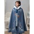 Women Hanfu Cloak Winter Warm Blue Coat Chinese Thick Overcoat Hooded Ancient Traditional Cosplay Ladies Clothing