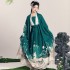 Original Spring Summer Hanfu Women Double breasted Waist length Skirt Suit Printed Long sleeved Shirt High Quality Dress