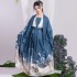 Original Spring Summer Hanfu Women Double breasted Waist length Skirt Suit Printed Long sleeved Shirt High Quality Dress
