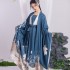 Original Spring Summer Hanfu Women Double breasted Waist length Skirt Suit Printed Long sleeved Shirt High Quality Dress