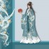 Chinese Hanfu Wei Jin Men Women Same Printed Big Sleeve Shirt Cross collar Waist Skirt Suit Couple