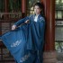 Chineses Hanfu Men Women Cross collar Waist Length Wei Jin Large Sleeve Shirt Embroidery Couple Students Class Clothes
