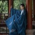 Chineses Hanfu Men Women Cross collar Waist Length Wei Jin Large Sleeve Shirt Embroidery Couple Students Class Clothes