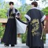 Winter Thick Dragon Embroidery Hanfu Cloak Couples Chinese Traditional White Hooded Hanfu Cape Cloak Christmas Costumes Plus