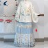 Ming Dynasty Han fu Square neck Patchwork Print Horse Face Skirt Autumn Winter Chinese Lunar Year of the Rabbit