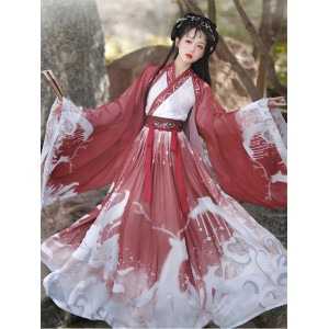 3Pcs 1set Hanfu Women Chinese Traditional Stage Dance Dresses Female Fairy Cosplay Costumes Hanfu Blue Red For Women