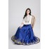 Chinese Mamianqun Ming Hanfu Han Clothing Blue Woven Gold Make up Daily Wearing Tapestry Satin