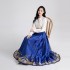 Chinese Mamianqun Ming Hanfu Han Clothing Blue Woven Gold Make up Daily Wearing Tapestry Satin