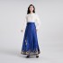 Chinese Mamianqun Ming Hanfu Han Clothing Blue Woven Gold Make up Daily Wearing Tapestry Satin