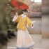 Hanfu Women Yellow Warm Chinese Traditional Dresses Coat Set Ancient Costumes Autumn Winter Whole Set