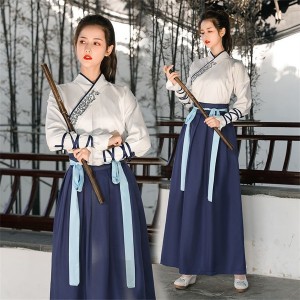 Chinese class uniforms improved men women Hanfu Han element graduation photos ancient Costumes martial arts couples