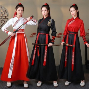 Adult Martial Hanfu Female Traditional Chinese Clothing Cross Collar Han Suit Male Ancient Cosplay Couple Costumes