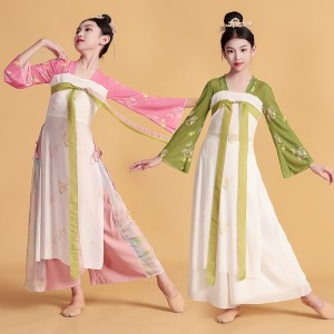 Chinese Silk Robe Girls Traditional Vintage Ethnic Students Chorus Dance Costumes Children Hanfu