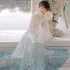 Ming Dynasty White Blue Crane print Ancient Chinese Costumes